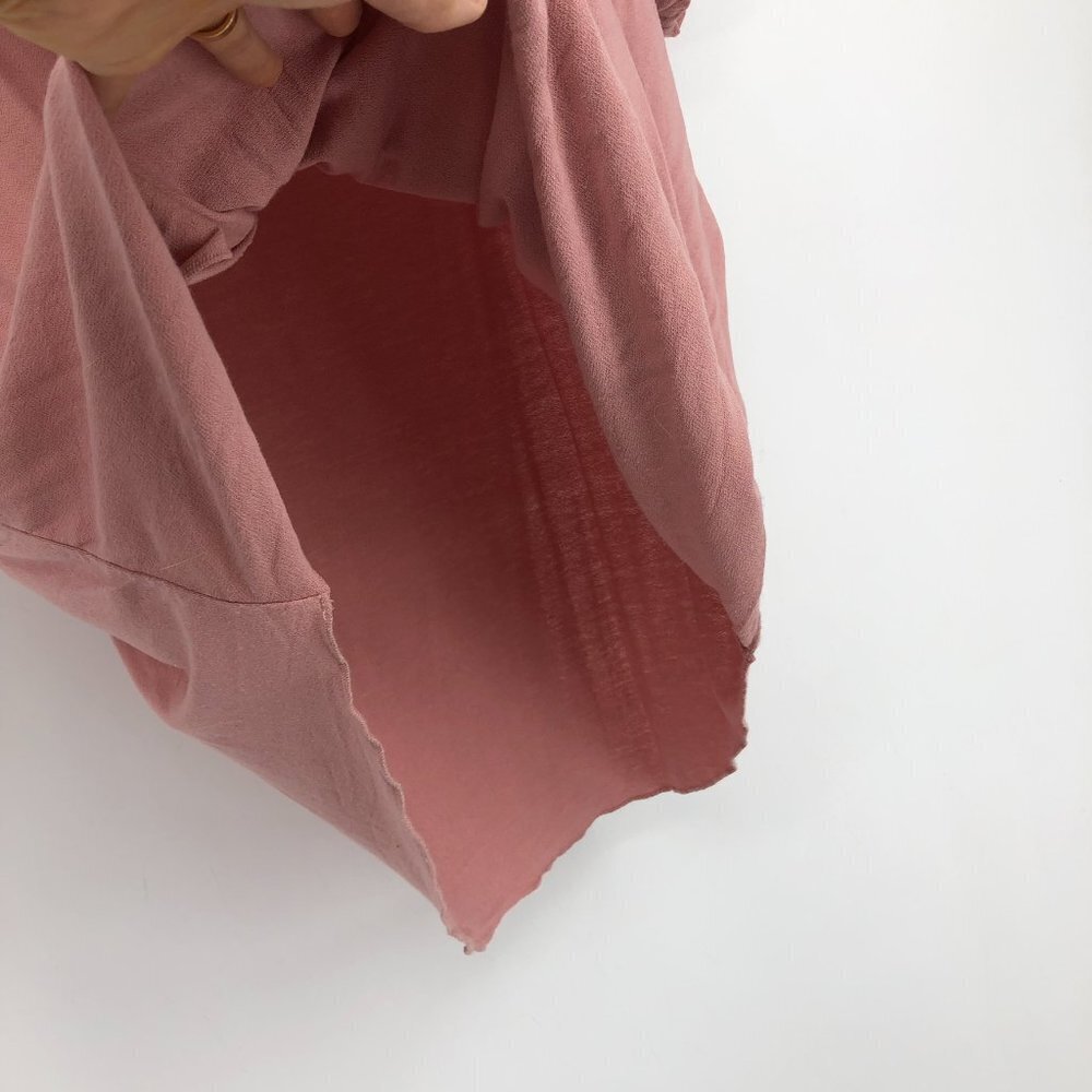 Excuse Me I Have To Go Be Awesome pink flowy short sleeve surplice  wrap top S - Picture 11 of 13